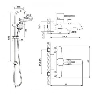 Orange Karl M05-934b душевая система, черная